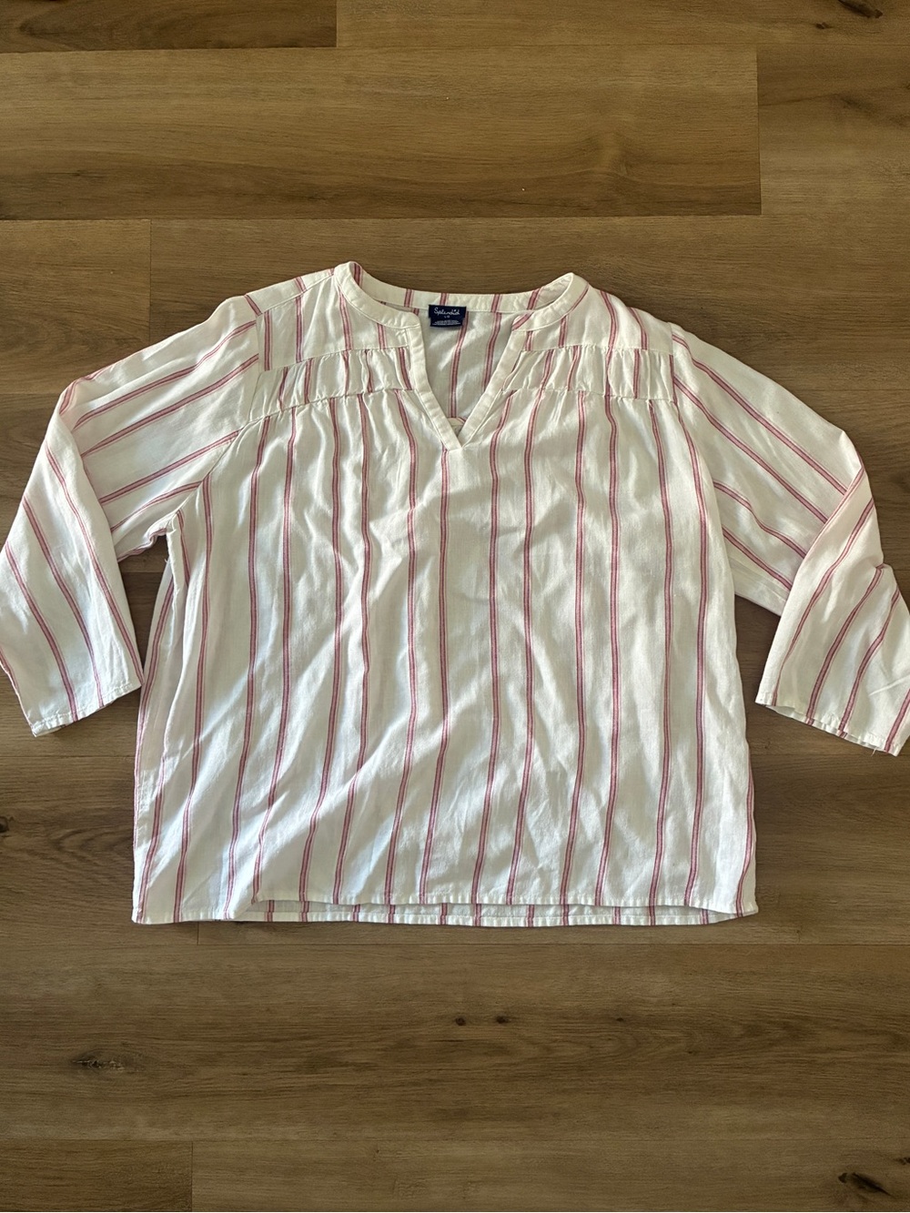 Splendid Women’s Linen Blend Striped Popover Blouse, Large - LIKE NEW